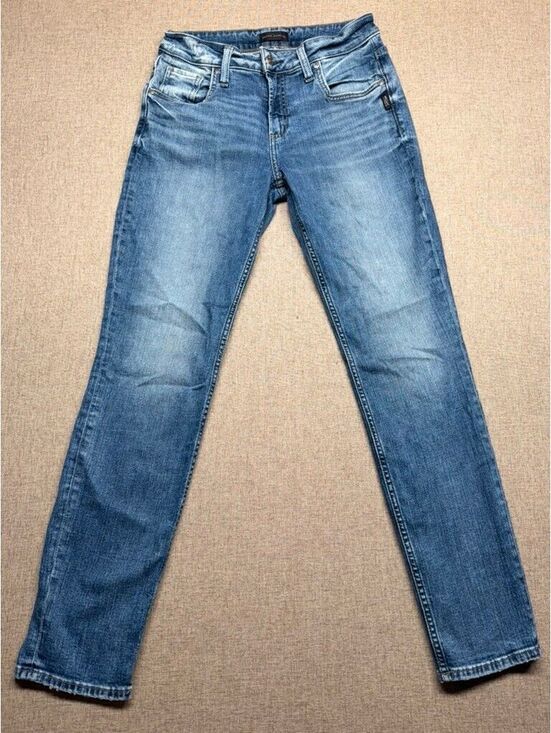 Denim - Silver Jeans Boyfriend Jeans Women's 27x29 Medium Wash Mid Rise Relaxed Straight